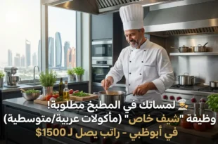 👨‍🍳 لمساتك في المطبخ مطلوبة! وظيفة "شيف خاص" (مأكولات عربية/متوسطية) في أبوظبي – راتب يصل لـ 1500$